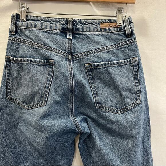 Garage Light Dark Denim Jeans Size 3 Raw Hem Unique Rare Edgy Alternative Patch - Picture 4 of 9